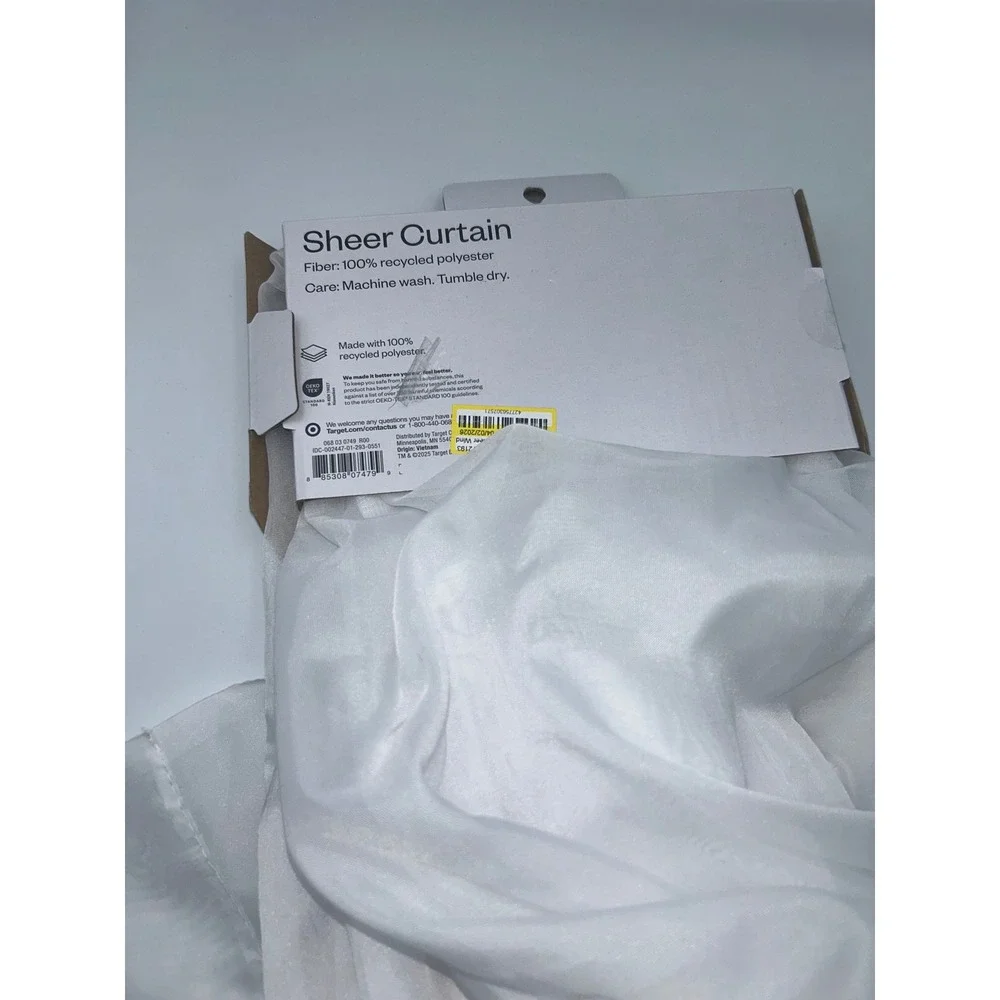 Room Essentials White Sheer Curtain Panel 60x84 Rod Pocket Voile 100%‎ Polyester